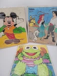Playskool & Disney Vintage Wooden Puzzle Lot Of 3 Kermit Ariel Mickey. Fixed Price $25.00.