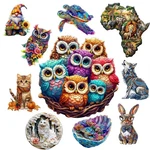 Wooden Animal Jigsaw Puzzle Owl Cat Art 50-210PC A5 A3 A2 15-38CM / 6-15" Gift. Fixed Price $20.84.