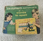 Vintage 24 Playskool Match-ups- Words To Spell 1964 Collectible Learning Puzzles. Fixed Price $18.95.
