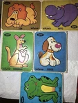 Vintage Jaymar Ok-zoo Puzzle Lot Lion Hippo Kangaroo Frog Dog 1970S. Fixed Price $20.00.