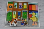 Vintage 70S Playskool Here's Sesame Street 376-2 Wooden Tray Puzzle Muppets. Fixed Price $18.00.