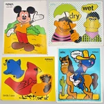 Playskool Wooden Tray Puzzles Disney Mickey Bert Ernie Sesame St 1970S Set 4 Vtg. Fixed Price $49.99.