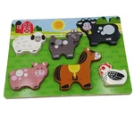 Circo Wooden Puzzle Farm Animals 6 Chunky Pieces Pre School Learning 12" X 9". Fixed Price $10.79.