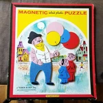 Teach-a-tot Magnetic Inlaid Plastic Puzzle Balloon Man T6580A Playskool 1960S. Fixed Price $14.99.