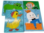 Lot Of 4 Vtg Playskool Wooden Puzzles Hippo Duck Monkey Humpty Dumpty. Fixed Price $24.99.