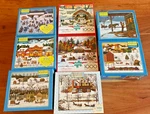 Lot Of 8 Mb/buffalo Charles Wysocki Christmas 1000PC Puzzles, Pre-owned. Fixed Price $64.00.
