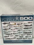 Eurographics 500 Piece Puzzle World War Ii Aircraft Made In Usa 19 1/4 X 26 5/8. Fixed Price $12.00.
