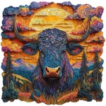 Wooden Puzzles For Adults 200 Pieces, Golden Longhorn, Unique Shaped Jigsaw. Fixed Price $18.99.