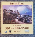 New Sunsout Lunch Time 550 Piece Puzzle Train. Fixed Price $14.95.