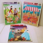 Bundle LOT-3 Vintage '80S Golden Frametray Puzzles Snow White Cinderella Barbie. Fixed Price $14.88.