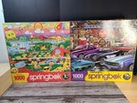Lot Of 2 Springbok 1000 Piece Jigsaw Puzzles - Emoji & Cars Both Missing. Fixed Price $12.99.