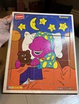 Vtg 1993 Playskool Preschool Tray Puzzle Beddy Bye Barney 328-09 Made In Usa Euc. Fixed Price $17.49.