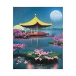Chinese Pavillion Moonlight Cherry Blossom Lake Jigsaw Puzzle 500 Pieces 16X20". Fixed Price $27.99.
