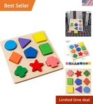Gybber&mumu Colorful Wooden Shape Puzzle For Toddlers - 9 Pieces, Safe Durable. Fixed Price $15.99.