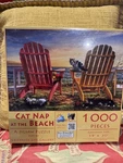 Cat Nap The Beach, Celebrate Life Gallery, 1000 Pc 19" X 30" Sunsout Puzzle. Fixed Price $13.99.