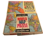 2 Vintage Rand Mcnally United States & World Map Puzzles By Selchow Righter. Fixed Price $27.99.