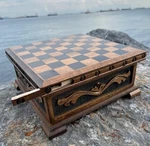 Puzzle Vintage Walnut Chess Board With Hidden Key Handmade Solid Wood Gift For. Fixed Price $142.04.