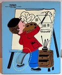 Vintage Playskool Wood Tray Puzzle Budding Artist 275-44 Missing Pc Replacements. Fixed Price $6.00.