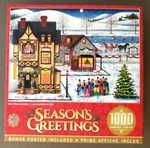New Masterpieces Seasons Greetings Art Poulin Main Street Carolers 1000 Puzzle. Fixed Price $5.60.