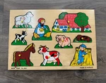 Vintage Acre Toys Wood Peg Puzzle Farm 2-4 Yrs, 20 Pc; From Holland. Fixed Price $11.95.