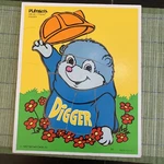 Vintage 1980 Playskool Digger Shirt Tales Wooden Tray Puzzle #330-06. Fixed Price $5.40.
