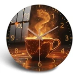 Retro Silent Brown Wooden Wall Clock For Kitchen Decor 10INCH Golden Coffee Cup. Fixed Price $24.66.