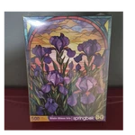Springbok Stained Glass Iris 500-PIECE Interlocking Cardboard Jigsaw Puzzle. Fixed Price $12.00.