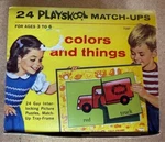 Vintage 1964 Playskool 24 Match-ups Picture Colors And Things Puzzles Kids #7107. Fixed Price $8.00.