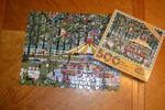 500 Pc Corkboard Puzzle, Ceaco Going For The Brass Ring, Jane Wooster Scott. Fixed Price $18.00.