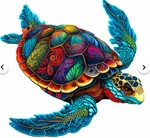 Wooden Jigsaw Puzzle Sea Turtle - 4.4"X5.1". Fixed Price $14.00.