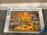 Ravensburger 2000 Piece Puzzle Zebra Oasis Savannah Wild Africa Lion Tiger. Fixed Price $60.00.
