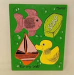 Vtg Playskool For My Bath 155AN-16 Fish Soap Boat Duck 4 Pc Wood Puzzle Toy RF21. Fixed Price $7.49.