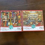 Charles Wysocki Frederick Literate Elmer And Loretta Set Of 2 750 Cat Puzzles. Fixed Price $30.00.