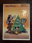 Vintage Disney Golden Frame Tray Puzzle Mickey & Friends Around Christmas Tree. Fixed Price $9.99.
