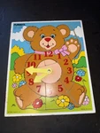 Vtg 1985 Playskool Time Teacher Heavy Cardboard 14 Pc. Puzzle Age 2-6 Yrs.. Fixed Price $6.00.
