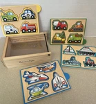 Melissa & Doug Mini Pack Vehicles 4 Wooden Puzzles Slide Out Trays. Fixed Price $8.50.