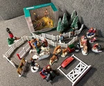 Lot Lemax Leafpile Frolic, Dept 56 Buck Stables, Deer, Coca Cola & Extra Figures. Fixed Price $54.99.