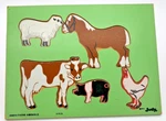 Vintage Judy Instructo 1975 Wooden Puzzle J040010 5PC Farm Animals Horse Cow Pig. Fixed Price $8.98.