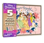 Disney Princess 5-PACK Of Jigsaw Puzzles W/ Wooden Storage Box New-sealed. Fixed Price $6.17.