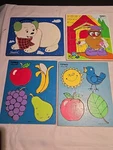 Vintage Playskool Wooden Puzzle Four Piece Food Toys Pets Playschool Lot Of 4. Fixed Price $24.95.