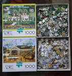 Buffalo 2-PUZZLE Charles Wysocki Folk 1000-PC Gingernut Valley/dahlia Dory Deal. Fixed Price $30.00.