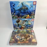 Lot Of 3 Educa 500 Piece Puzzles Great White Shark Selfies Antique Library. Fixed Price $35.99.