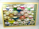 Cobble Hill "teacups" 1000PC Jigsaw Puzzle 27" X 19" Random Cut #51651 Complete. Fixed Price $11.95.