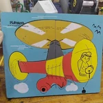 Vtg Playskool Helicopter 10 Pcs Wooden Puzzle Flying Pilot #330-77 Clouds Birds. Fixed Price $12.99.
