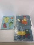 Vintage Playskool Wooden Puzzle Playschool Lot 3 Train, Bo-peep, When It Rains. Fixed Price $29.99.