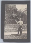 C1920S Photo Snapshot Man Posing W/ Wood Tennis Racket Front Of House. Fixed Price $5.99.