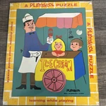 Vtg Playskool #360-23 Ice Cream Man Wood Tray 21 Piece Board Puzzle Inlays New. Fixed Price $29.99.