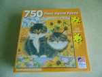 New Sunflower Kittens By Anne Mortimer 750 Piece Jigsaw Puzzle 22" X 2007. Fixed Price $9.99.