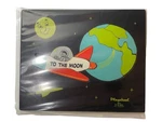 Rare Vintage Playskool Space Moon Rocket 14 Piece Wooden Puzzle Missing. Fixed Price $39.90.