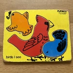 Vintage Playskool Birds See Wooden Childrens 3 Piece Puzzle 155-19. Fixed Price $14.97.